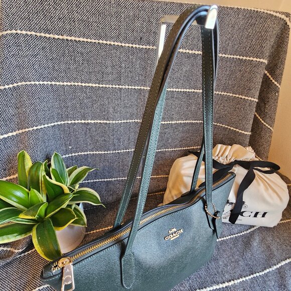 Coach Crossgrain Zip Tote, 4454, Amazon Green - Picture 6 of 16